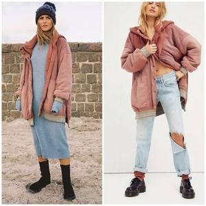 Free People All Star Stadium Jacket Coat Cherry Cola